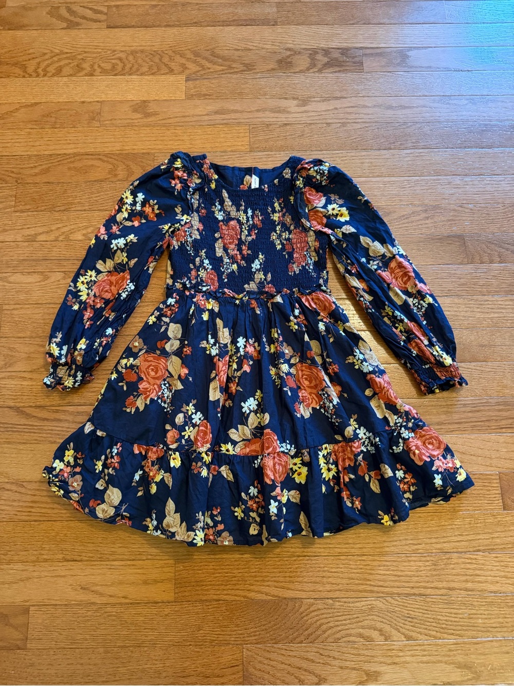 Janie and Jack Navy Floral Smocked Autumn Dress